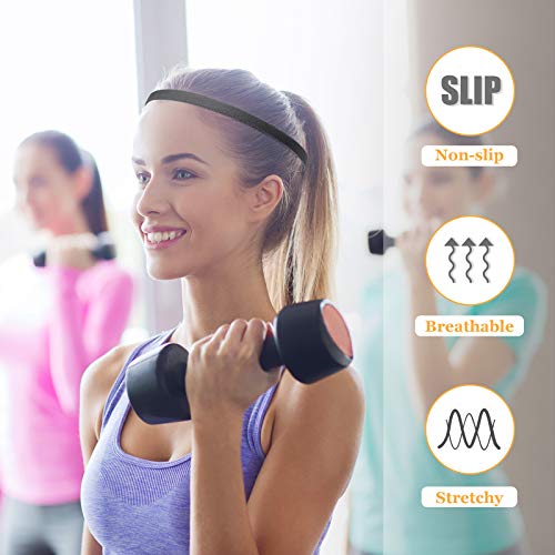 Sport Elastic Headbands Set of 12 Non-Slip Fitness Sweatbands for Men Women - Black White