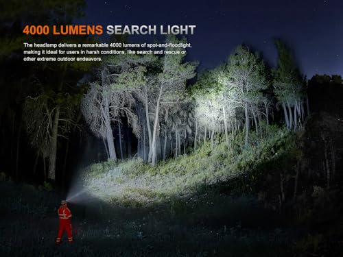 High-Output USB-C Rechargeable Headlamp with 4000 Lumens for Search & Outdoor Work