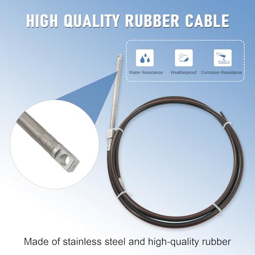 12ft Boat Steering Cable System with 13.5 Inch Rotary Steering Wheel - Variation 12T