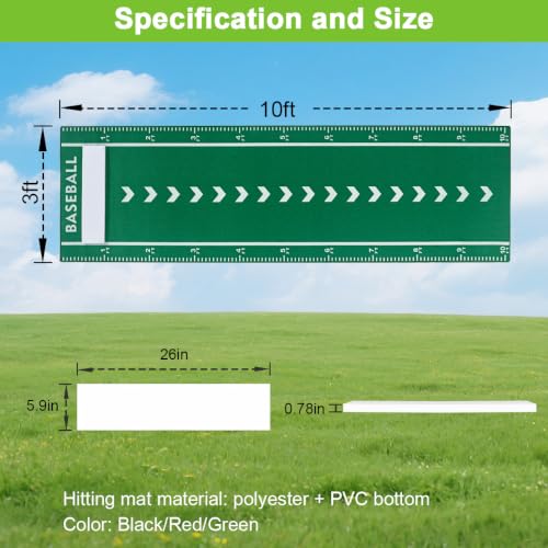 JOSTZHXIN Green Softball Pitching Mat 10x3FT Non-Slip Training Pad for Youth Baseball & Softball