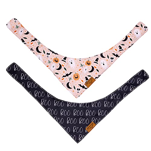 Remy+Roo Spooky Halloween Dog Bandanas X-Large - 2 Pack, Adjustable & Durable