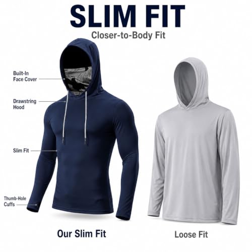 Men's UPF 50+ Sun Shirt with Hood & Face Mask - 5-Pack, Sizes Large, Color Options