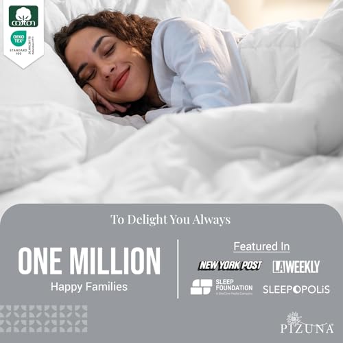 Pizuna White Queen Duvet Cover Set - 600 Thread Count Cotton, Includes 1 Duvet & 2 Pillow Shams