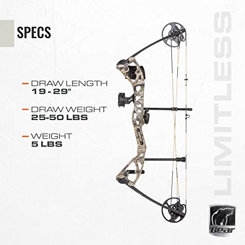Bear Archery Limitless Dual Cam Compound Bow with Quiver Sight Rest - Bow