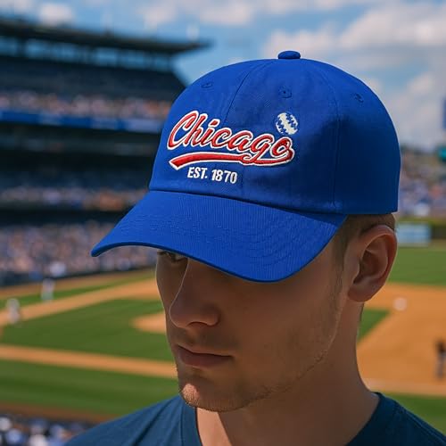 Vintage Embroidered Classic Cap - Adjustable Hat for Men Women Teenagers Medium Chicago C