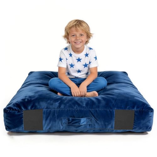 Kids Sensory Crash Pad 3.3FT Blue - Soft Foam Landing Mat for Play & Therapy