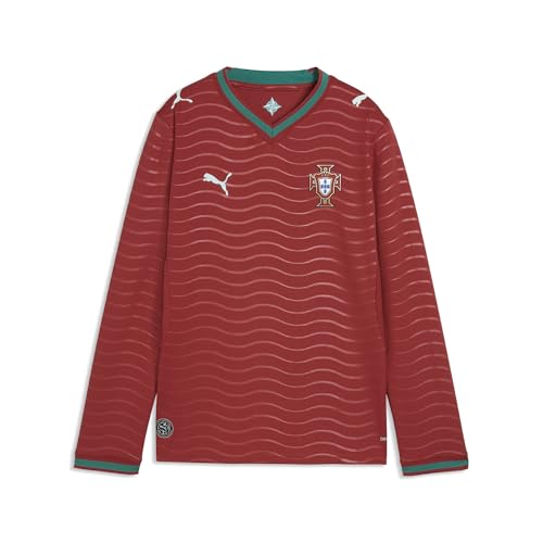 Junior Portugal Long Sleeve Replica Jersey - X-Large Club Red-Green Lagoon