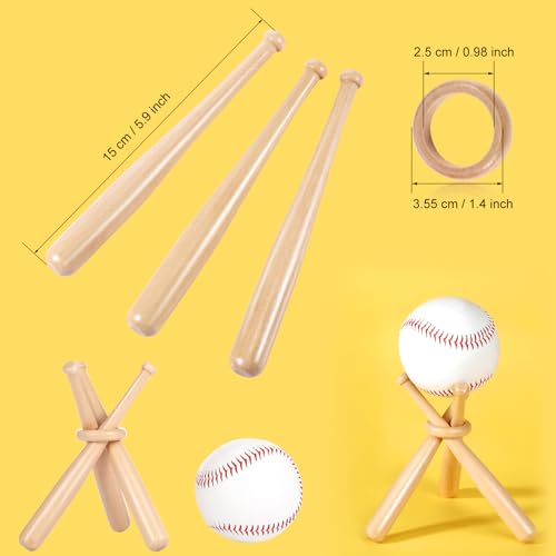 Baseball Display Stand Wooden Table Centerpiece with 12 Mini Bats - Variation 4