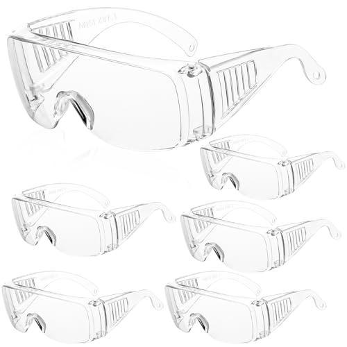 WFEANG 6-Pack Clear Over Eyeglasses Safety Glasses ANSI Z87.1 Bulk Pack