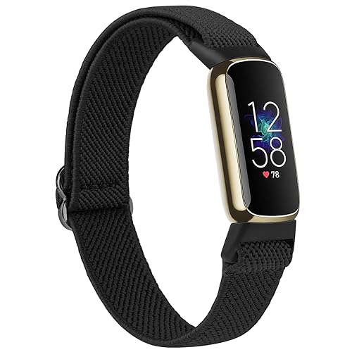 Meliya Black Elastic Nylon Fitbit Luxe Replacement Sport Band for Women Men