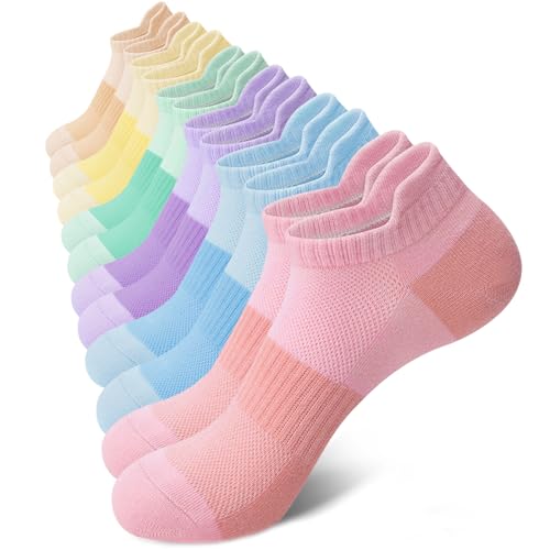 Colorful Ankle Socks for Women - 6 Pairs No Show Cotton Socks