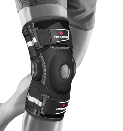 NEENCA Large Black Hinged Knee Brace for Pain Relief & Support