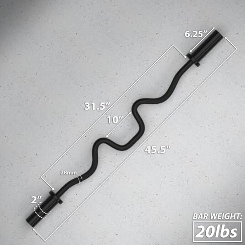 Synergee Commercial Super EZ Curl Bar Black - Olympic 28mm for Biceps & Triceps