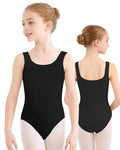 Girls Seamless Sleeveless Ballet Leotard - Large Black Dance Unitard for Gymnastics & Ballet