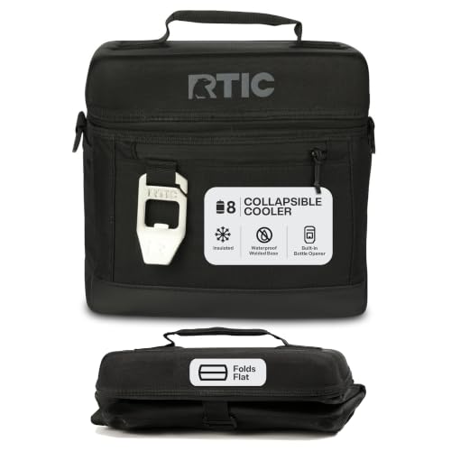 RTIC Soft Sided Cooler Bag - Insulated Portable Cooler for Camping, Beach, Lunch, Black