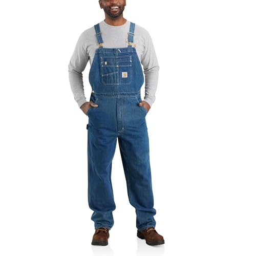 Carhartt Men's Darkstone Denim Bib Overalls 44W x 32L Workwear