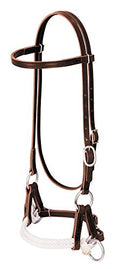 Deluxe Latigo Leather Side Pull Noseband for Horse, Burgundy, Double Rope
