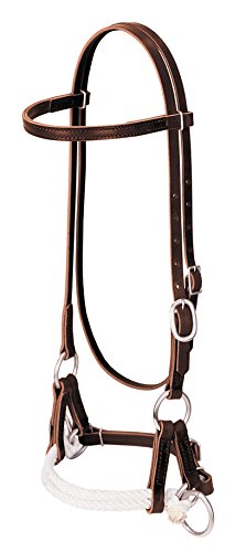 Deluxe Latigo Leather Side Pull Noseband for Horse, Burgundy, Double Rope