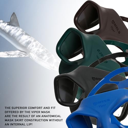 Mares Viper Freediving & Spearfishing Mask - Black, Unisex, Low Volume, Wide Field, Fog-Resistant Silicone, Ergonomic Strap