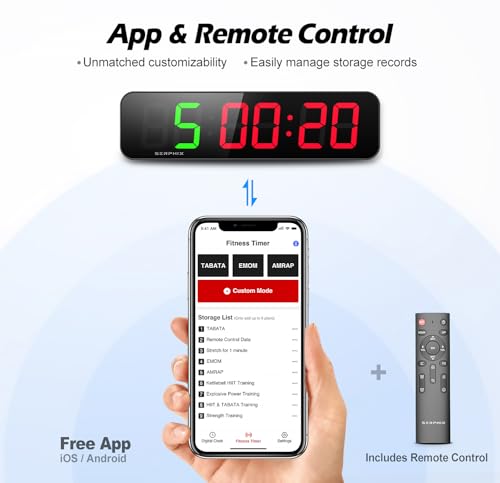 15.2-Inch Digital Gym Timer with App & Remote Control for Home & Outdoor Workouts
