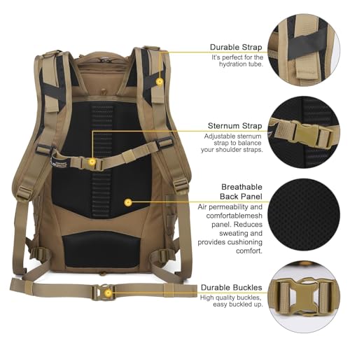 Khaki 30L Military Tactical Backpack with Molle Webbing & Hydration Pocket
