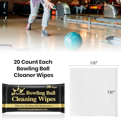 TonGass Bowling Ball Cleaner Wipes 3-Pack - 60 Portable Cleaning Wipes for Lane Oil Dirt
