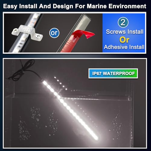 2Pcs White LED Boat Navigation Lights Waterproof Deck Interior Lighting