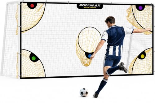 PodiuMax 5-a-side Soccer Goal Target Net with Highlighted Scoring Zones, Weatherproof 12x6ft