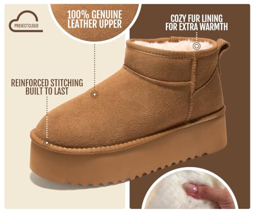 Project Cloud Women's Chestnut Waterproof Leather Ankle Boots - Size 11