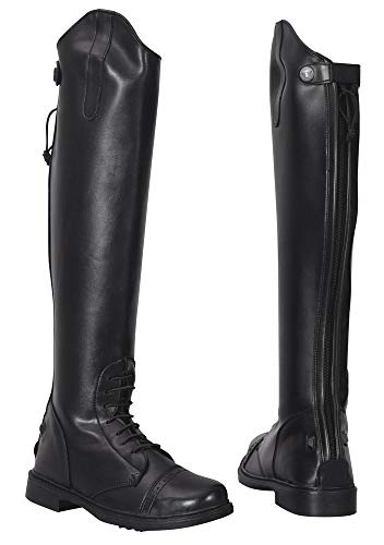TuffRider Women's Starter Back Zip Field Boots in Black Synthetic Leather - Size 8