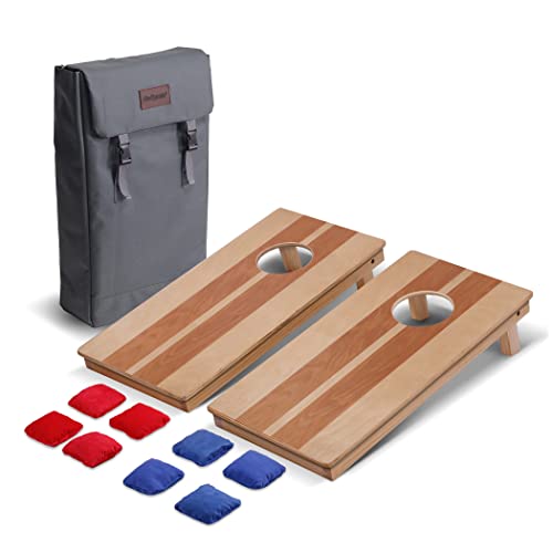 Portable Cornhole Game Set - 2ft x 1ft Wooden Boards with Carry Backpack & Mini Bean Bags