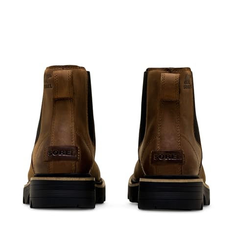 Waterproof Chelsea Boots for Men - Rugged Leather Slip-On Footwear, 7.5 Size - Tobacco & Black