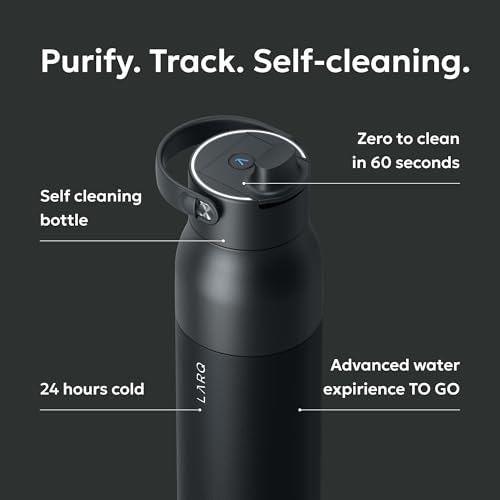 Obsidian Black LARQ PureVis 2 Smart UV-C Self-Cleaning Water Bottle 23oz