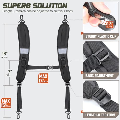 Black Padded Backpack Shoulder Strap Replacement Comfort & Ventilation