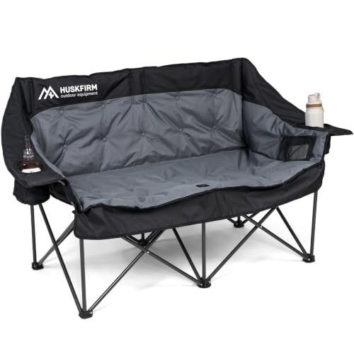 Huskfirm Oversized Double Camping Chair Black Padded Outdoor Seating