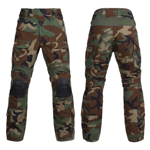 EMERSONGEAR Gen3 Paintball Pants with Knee Pads - Woodland Large Tactical Combat Trousers