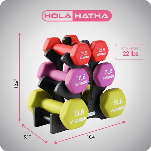 Multicolor 20 lb Neoprene Dumbbell Set with Rack for Strength Training