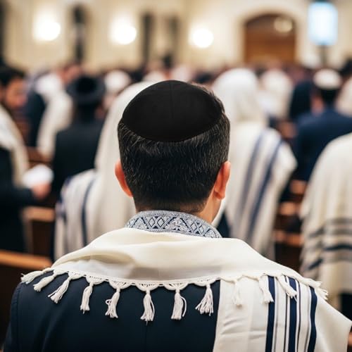 Black Linen Yarmulke Kippah with Clips - Men’s Religious Headwear - Variation 4