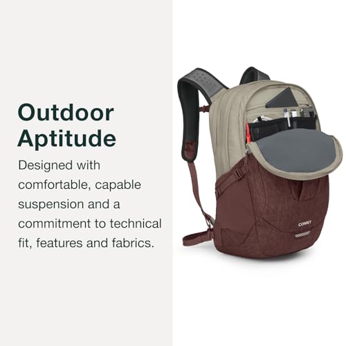 Osprey Comet Laptop Backpack - One Size Black - Recycled Nylon, 16" Laptop Compartment