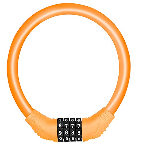 SPROUTER Bike Cable Lock Combo Cable Bicycle Lock, Portable Code Bicycle Lock with 4-Digit Combination Lightweight Bike Cable Lock, Anti-Theft Bike Lock for Kid Bike Moutain Bike,12CM Diameter, Orange