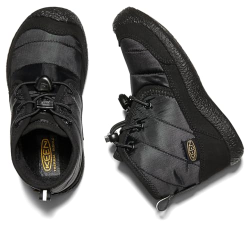 Kids Waterproof Quilted Mid Height Boots - Black/Black, Big Kid
