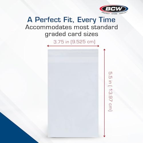 BCW Resealable Graded Card Sleeves 3¾ x 5½ Inch Pack of 200 - Compatible with PSA & BGS
