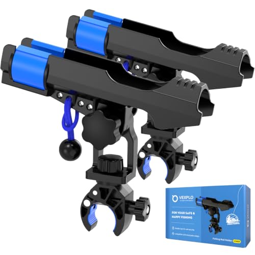 VEXPLO Clamp On Rod Holder for Fishing Boat Round Rail Mount Black 2