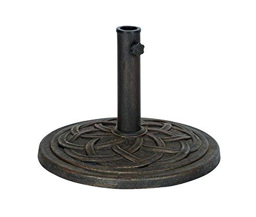 18-Inch Cast Stone Umbrella Base - Rust-Free Composite Material, Bronze Finish