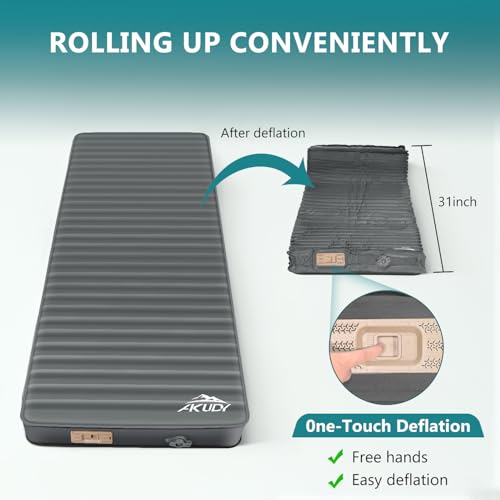 AKUDY Grey Self-Inflating Sleeping Pad with Electric Pump - Single