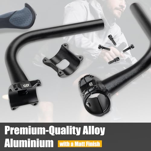 CyclingDeal Flat Handlebar Extenders with Grips for Indoor Exercise Bikes - Compatible with Peloton & Bicycle Handles