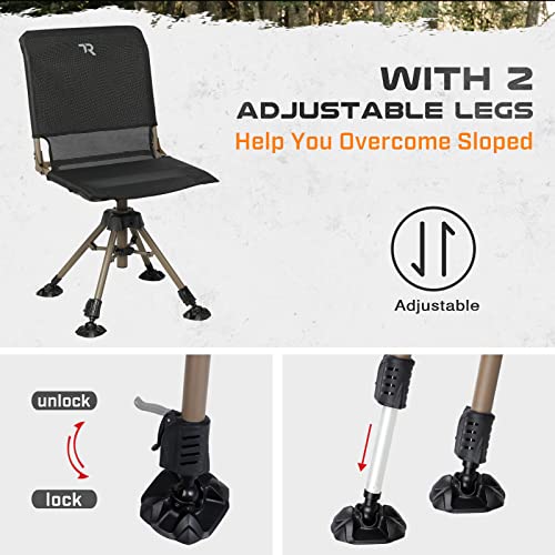 Black 360° Silent Swivel Hunting Chair - Armless Folding Adjustable Height