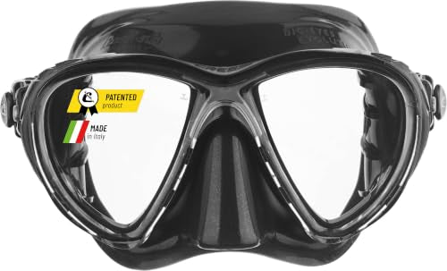 Black Big Eyes Evolution Scuba Diving Mask with Inclined Tear Drop Lenses - Made in Italy