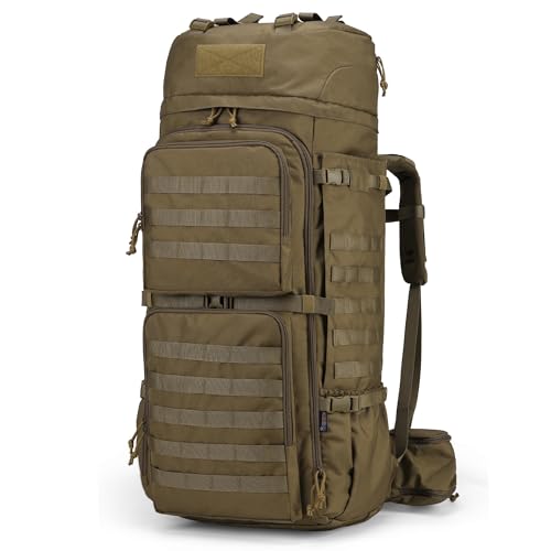 Mardingtop 75L Military Tactical Hiking Backpack Khaki with Hydration & MOLLE System