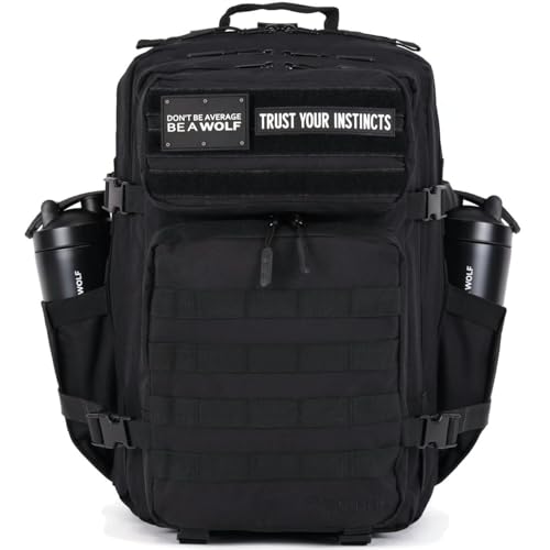 WOLFpak Alpha Black 45L Waterproof Gym Backpack with Laptop & MOLLE Webbing
